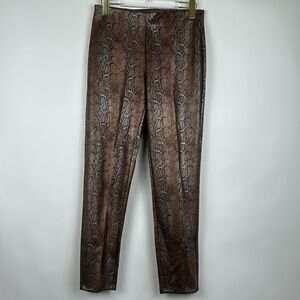Dennis Basso Brown Metallic Printed Scuba Leggings Size XS NWOT